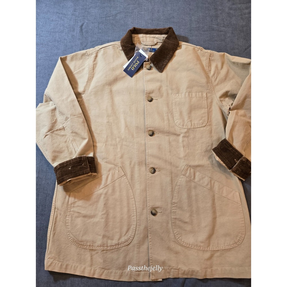 NEW Polo Ralph Lauren Jacket Mens Medium Canvas Field Chore Curdoroy Collar